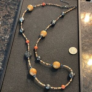 Premier Designs Gold and Black Necklace with Asymmetrical Beads